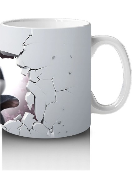 Çatlak Zeminden Bakan Sevimli Penguen Illüstrasyonu - Baskılı Kahve Kupası fırsatları