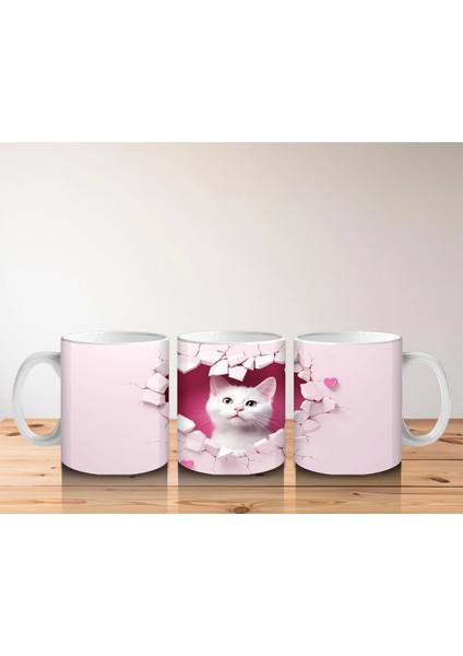 Kalpli Duvar Arasında Beyaz Kedi Yavrusu – Baskılı Kahve Kupası indirimleri