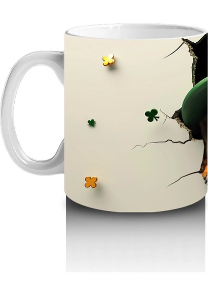 St. Patrick’s Şapkalı Çatlak Zeminden Bakan Dachshund - Baskılı Kahve Kupası fiyatları