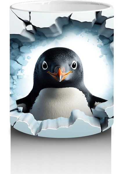 Çatlak Duvar Arasından Bakan Tatlı Penguen – Baskılı Kahve Kupası modelleri