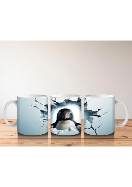 Çatlak Duvar Arasından Bakan Tatlı Penguen – Baskılı Kahve Kupası indirimleri