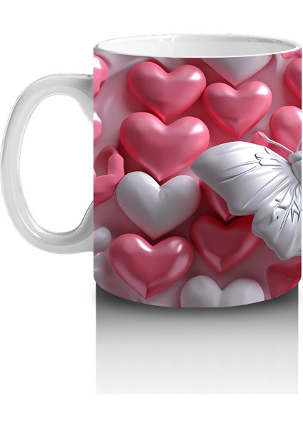 Kalpli Yastıklar Üzerinde Beyaz Kelebek – Baskılı Kahve Kupası fiyatları