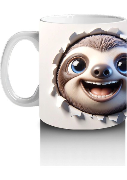 Ikiz Sevimli Tembel Hayvanlar Yüz Yüze Tasarım - Baskılı Kahve Kupası fiyatları