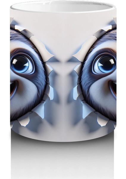 Ikiz Sevimli Tembel Hayvanlar Yüz Yüze Tasarım - Baskılı Kahve Kupası modelleri