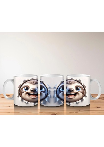 Ikiz Sevimli Tembel Hayvanlar Yüz Yüze Tasarım - Baskılı Kahve Kupası indirimleri