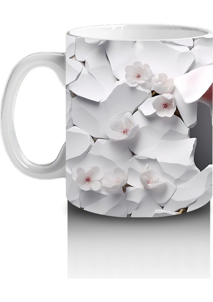 Çiçek Desenli Fon Üzerine Sevimli Beyaz Köpek – Baskılı Kupa fiyatları