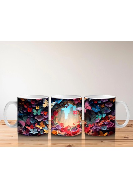 Parlak Kalpli Tünelde Pembe Kelebek – Baskılı Kupa indirimleri