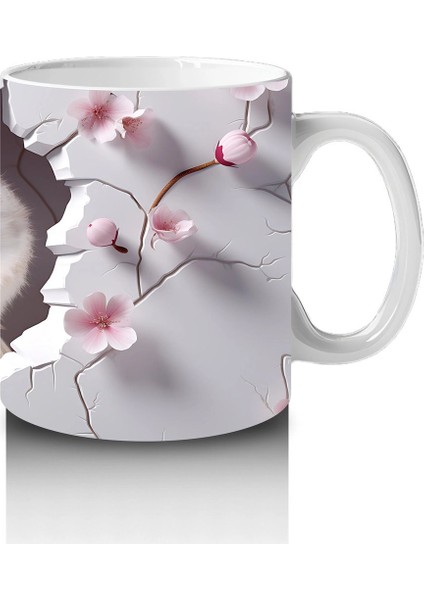 Kiraz Çiçekleriyle Çevrelenmiş Baykuş – Baskılı Kupa fırsatları