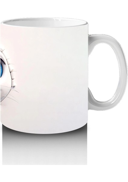 Gözleri Kocaman Sevimli Beyaz Maskot Yüzü – Baskılı Kahve Kupası fırsatları