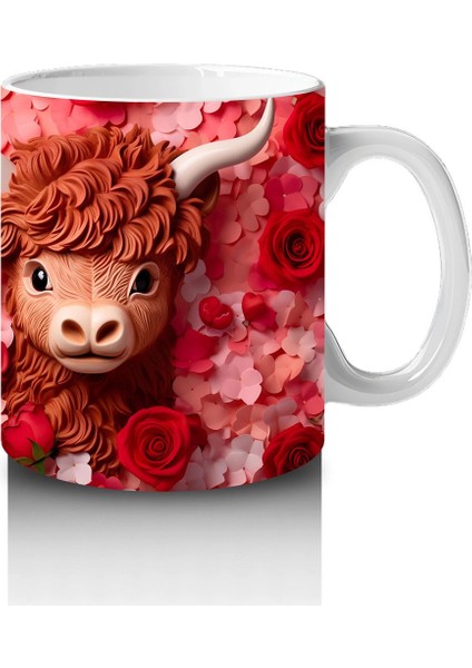 Alev Tonlarında Arka Planla Ikiz Highland Buzağılar – Baskılı Kahve Kupası fırsatları