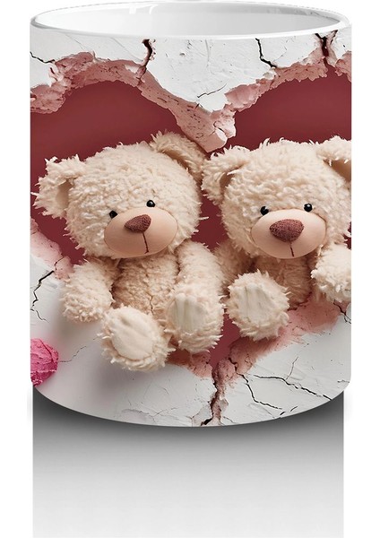 Kalpli Çatlakta Oturan Sevimli Ayıcıklar – Baskılı Kahve Kupası modelleri