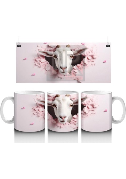 Kalpli Çatlak Arasından Bakan Keçi – Baskılı Kahve Kupası