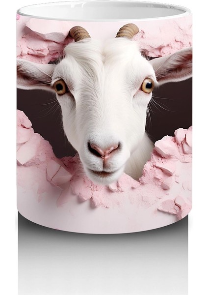 Kalpli Çatlak Arasından Bakan Keçi – Baskılı Kahve Kupası modelleri