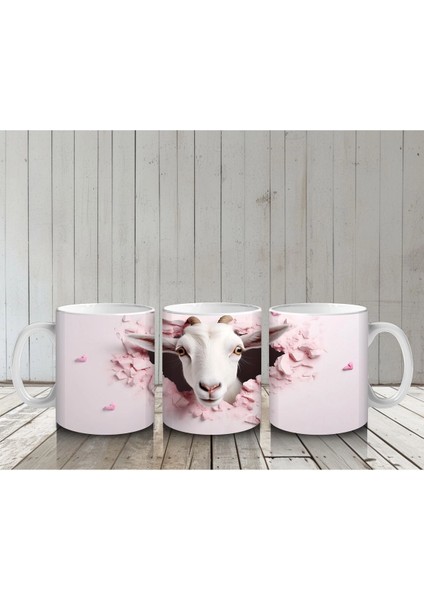 Kalpli Çatlak Arasından Bakan Keçi – Baskılı Kahve Kupası