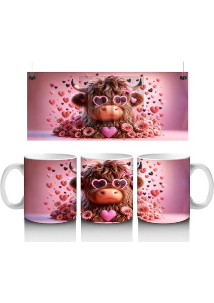 Kalpli Desenli Sevimli Boğa Figürü – Baskılı Kupa