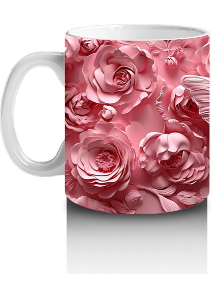 Pembe Güller Arasında Zarif Kelebek – Baskılı Kahve Kupası fiyatları