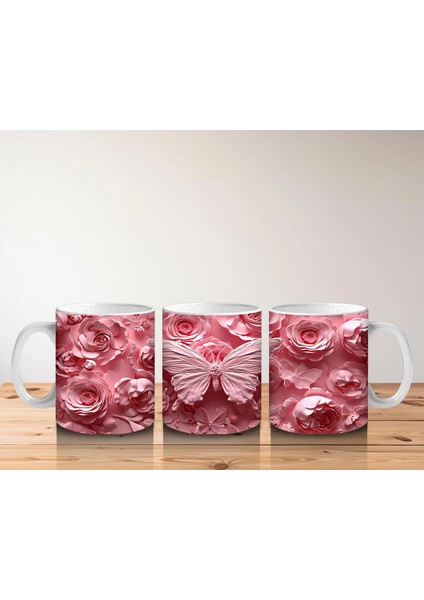 Pembe Güller Arasında Zarif Kelebek – Baskılı Kahve Kupası indirimleri