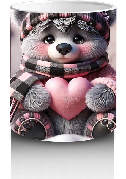 Pembe Kalplerle Süslenmiş Ayıcık – Baskılı Kahve Kupası modelleri