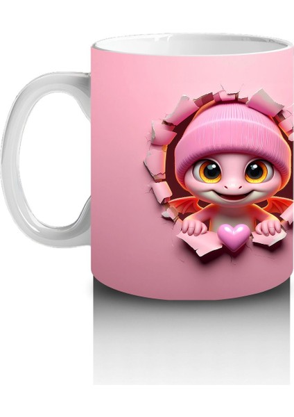 Pembe Şapkalı Sevimli Kız Maskot Çatlakta – Baskılı Kahve Kupası fiyatları