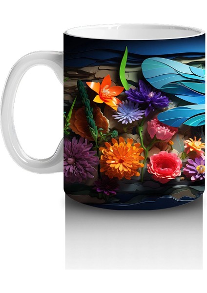 Çift Mavi Yusufçuk ve Çiçek Bahçesi – Baskılı Kahve Kupası fiyatları