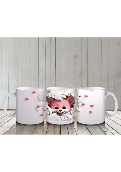 Pembe Fona Dönük Sevimli Ayıcık – Baskılı Kahve Kupası