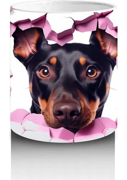 Pembe Kalpler Arasından Bakan Rottweiler – Baskılı Kahve Kupası modelleri