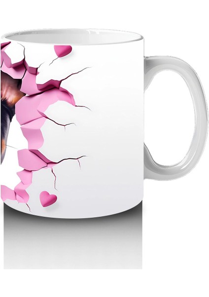 Pembe Kalpler Arasından Bakan Rottweiler – Baskılı Kahve Kupası fırsatları