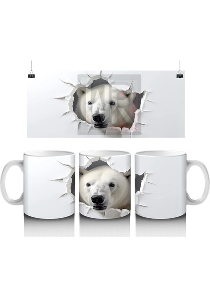 Duvarı Delen Kutup Ayısı – Baskılı Kahve Kupası