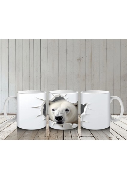 Duvarı Delen Kutup Ayısı – Baskılı Kahve Kupası