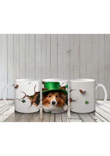 Şapkalı Köpek ve Bahar Yaprakları – Baskılı Kahve Kupası