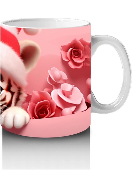 Pembe Bereli Sevimli Kedi Figürü – Baskılı Kupa fırsatları