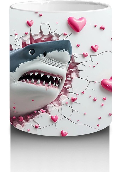 Kalpli Çatlakta Uzatan Köpek Balığı – Baskılı Kahve Kupası modelleri