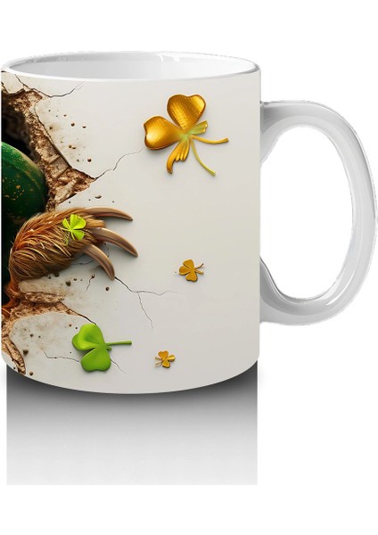 Yonca Yapraklarıyla Süslenmiş Gülümseyen Tembel Hayvan – Baskılı Kahve Kupası fırsatları