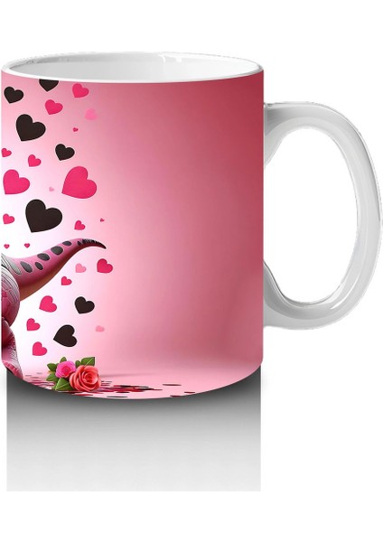 Çiçek Buketi Tutan Dinozor Figürü - Baskılı Kahve Kupası fırsatları