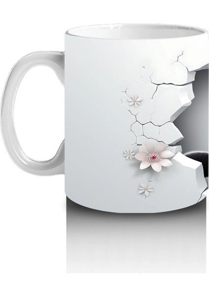 Kiraz Çiçekli Zemin Üzerine Penguen Figürü – Baskılı Kupa fiyatları