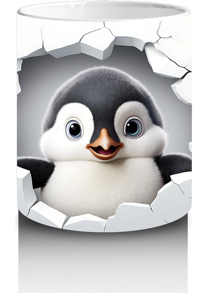 Kiraz Çiçekli Zemin Üzerine Penguen Figürü – Baskılı Kupa modelleri