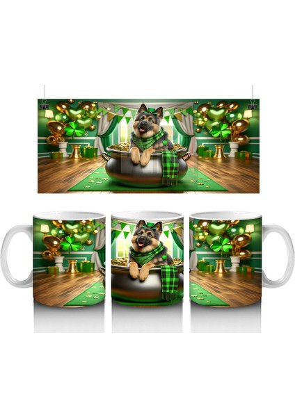 Yeşil Temalı Oda Dekorunda Saint Patrick’s Shepherd - Baskılı Kahve Kupası