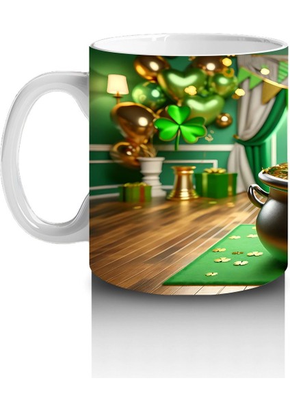Yeşil Temalı Oda Dekorunda Saint Patrick’s Shepherd - Baskılı Kahve Kupası fiyatları
