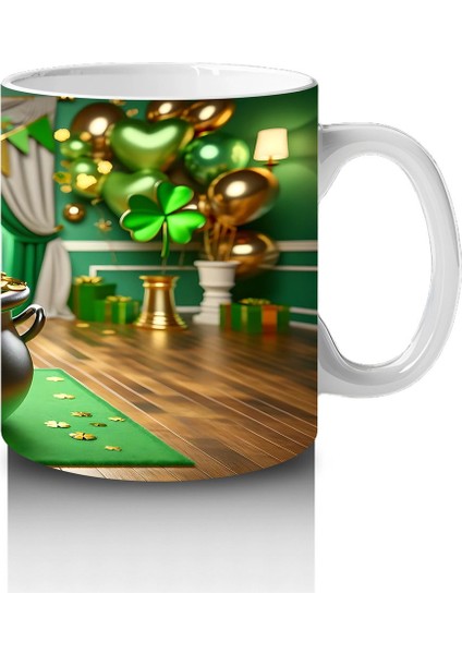 Yeşil Temalı Oda Dekorunda Saint Patrick’s Shepherd - Baskılı Kahve Kupası fırsatları