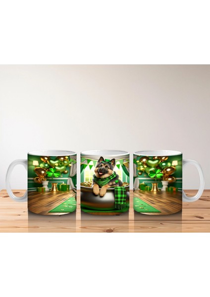 Yeşil Temalı Oda Dekorunda Saint Patrick’s Shepherd - Baskılı Kahve Kupası indirimleri