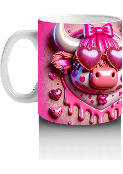 Kalpli Zemin Üzerinde Pembe Boğa Çifti – Baskılı Kahve Kupası fiyatları