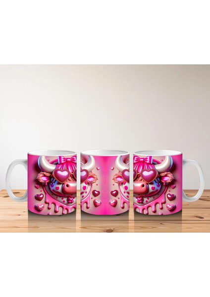 Kalpli Zemin Üzerinde Pembe Boğa Çifti – Baskılı Kahve Kupası indirimleri