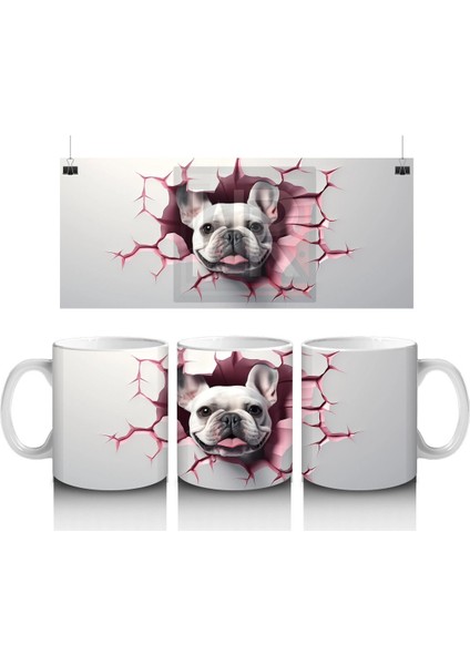 Çatlak Duvar Arasında Fransız Bulldog – Baskılı Kahve Kupası