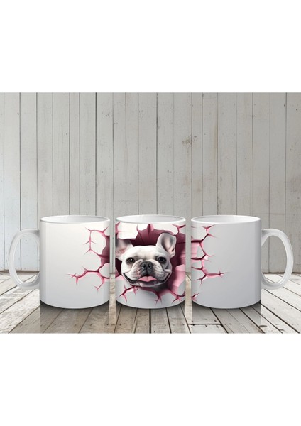 Çatlak Duvar Arasında Fransız Bulldog – Baskılı Kahve Kupası