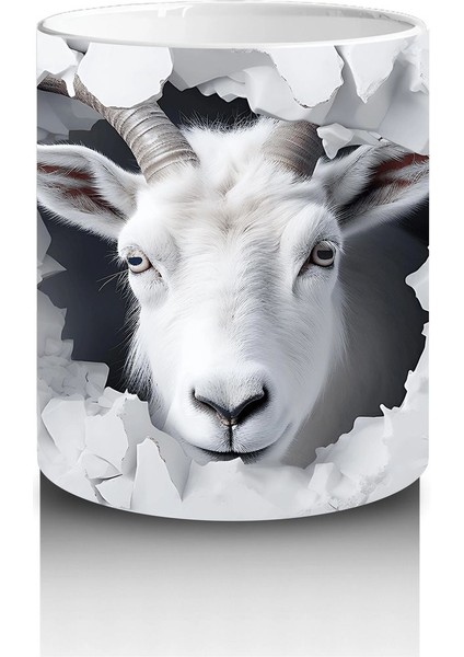 Çatlak Duvar Arasında Beyaz Keçi – Baskılı Kahve Kupası modelleri