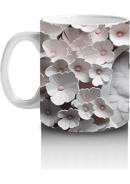 Beyaz Yapraklar Arasında Parlayan Baykuş – Baskılı Kahve Kupası fiyatları