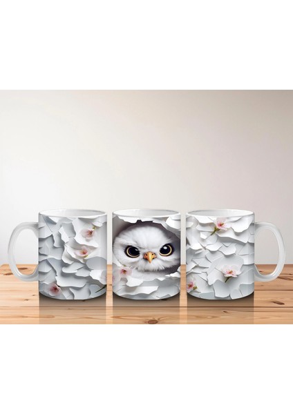 Beyaz Yapraklar Arasında Göz Alıcı Baykuş – Baskılı Kahve Kupası indirimleri