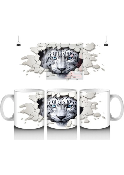 Çatlak Duvar Arasından Bakan Kaplan – Baskılı Kahve Kupası