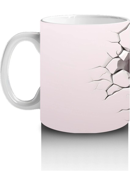 Beyaz Çatlak Duvar Arasında Pembe Yusufçuk – Baskılı Kahve Kupası fiyatları