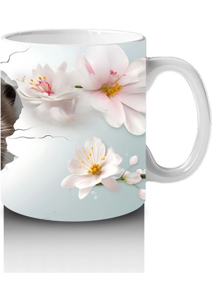 Çiçekler Arasında Duvarı Delen Sevimli Su Samuru - Baskılı Kahve Kupası fırsatları